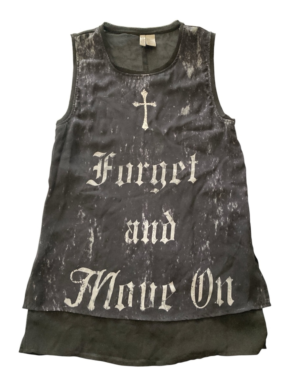H&M Divided Black Graphic Layered Cross and ‘Forget and Move On’ Tank Top